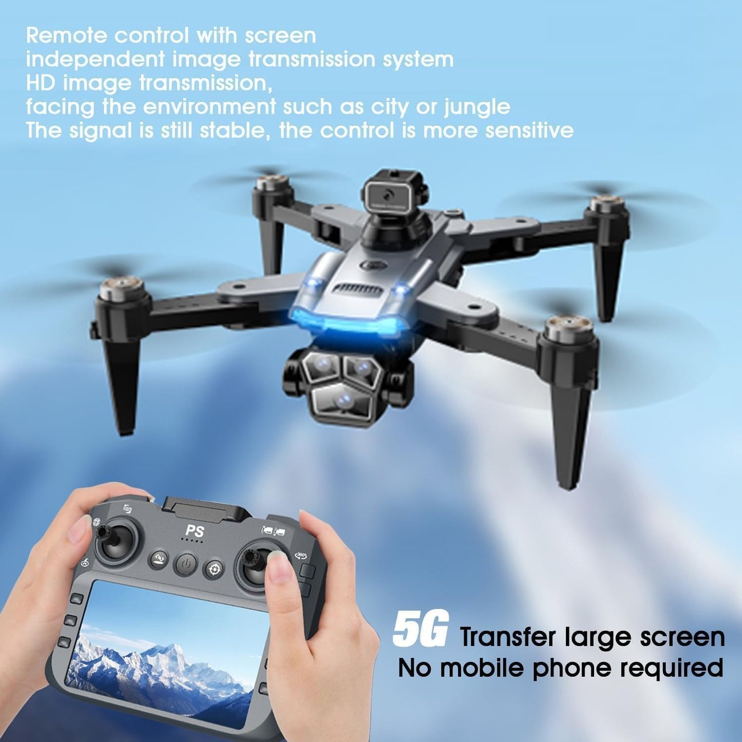 4K Drone with Camera for Adults, Foldable Quadcopter with 4.3" Screen Remote Controller, Brushless Motor,Obstacle Avoidance,Under 249g