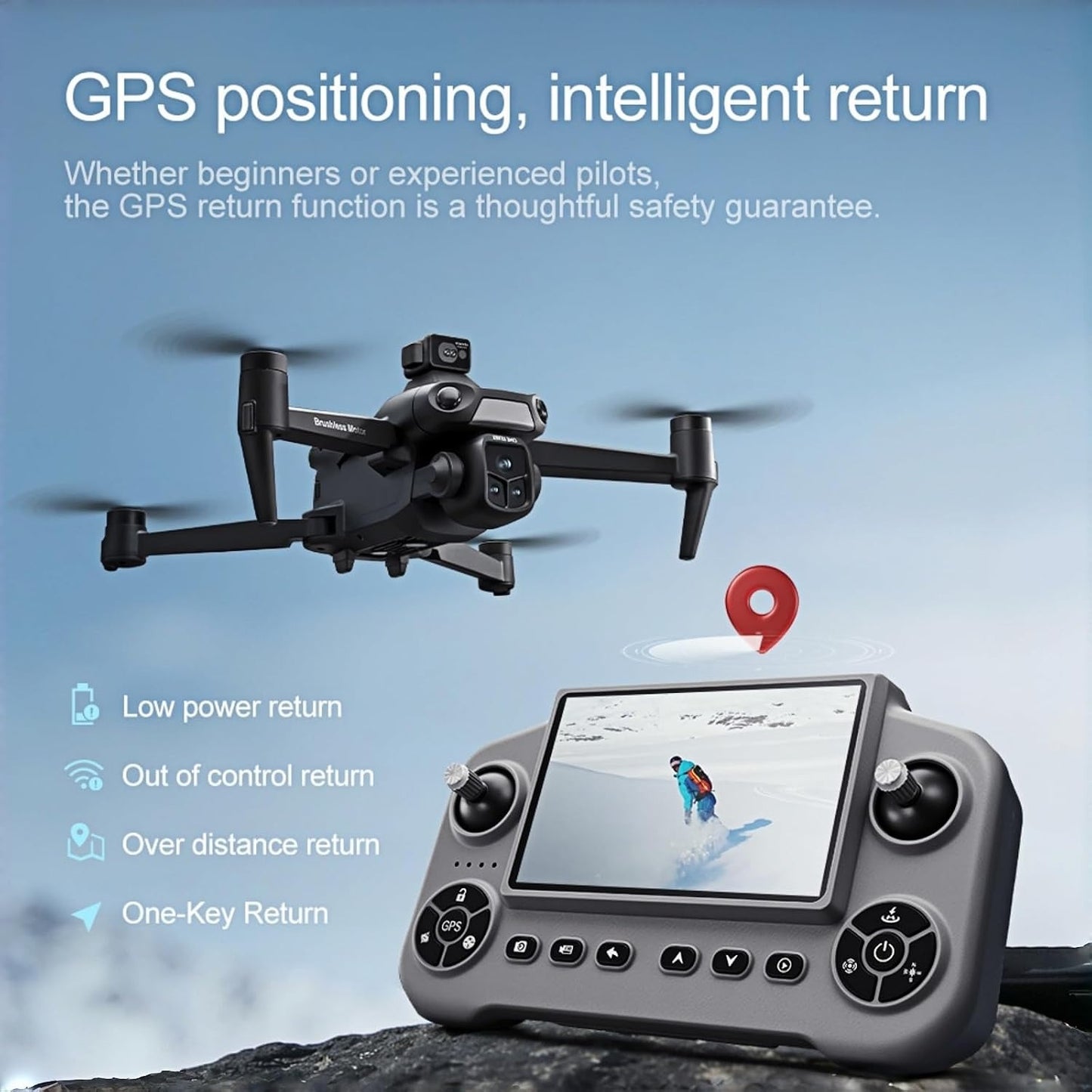 GPS Drone with 4K Camera & 360° Obstacle Avoidance for Adults, Under 249g | 5G Large Screen Controller, Follow Me, 3 Batteries, Brushless Motor
