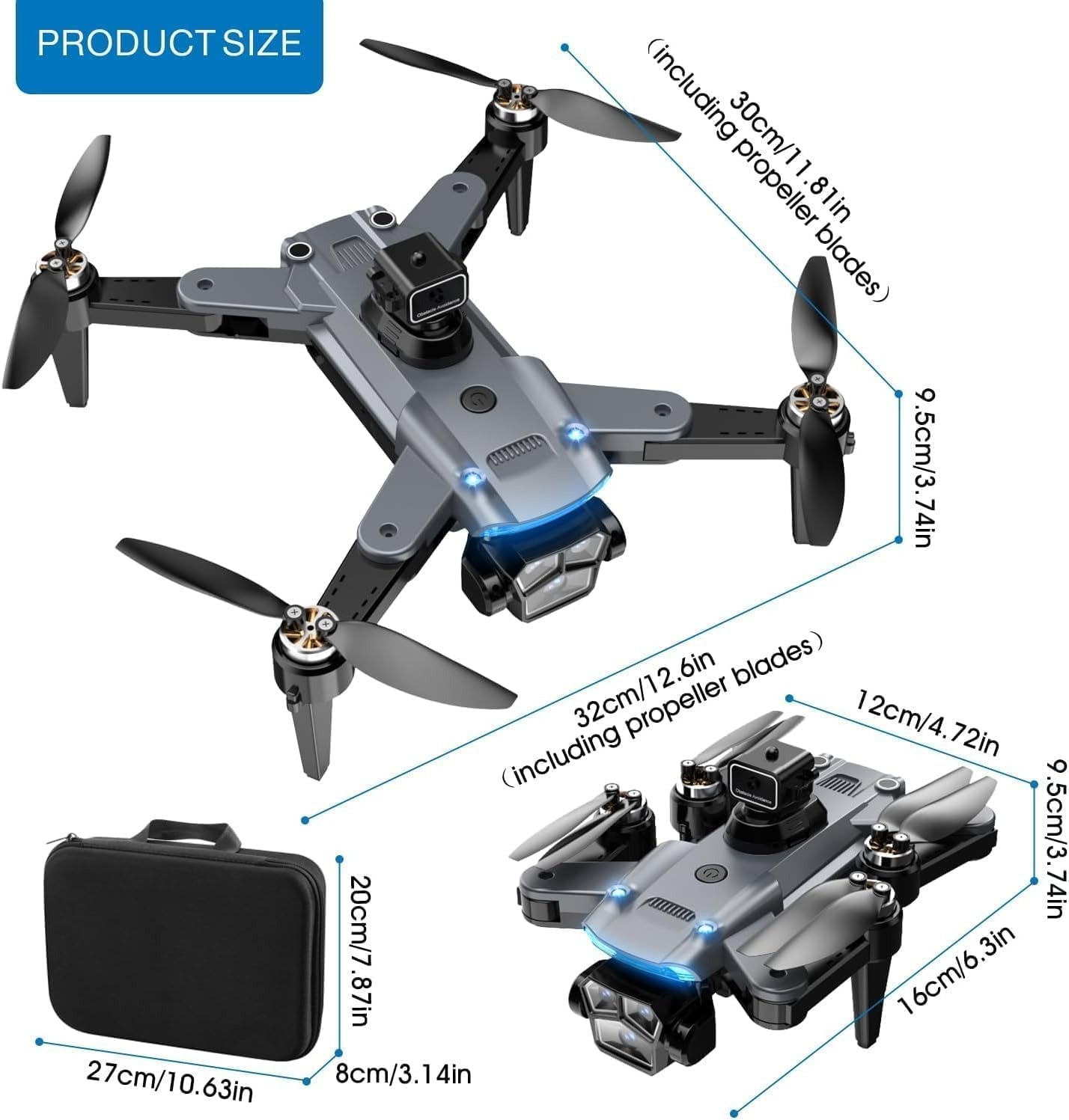 4K Drone with Camera for Adults, Foldable Quadcopter with 4.3" Screen Remote Controller, Brushless Motor,Obstacle Avoidance,Under 249g