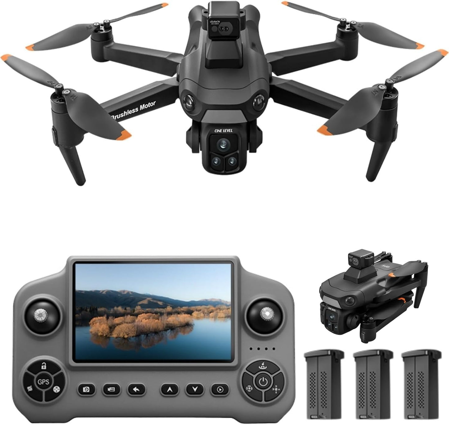 Drones with Camera for Adults 4K, Under 249g Foldable Quadcopter, 8k Camera Drone with large screen controler and GPS Auto Return, Follow Me, Easy for Beginners,3 batteries
