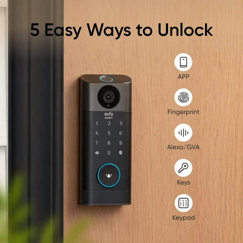 ALEFPEER Security Video Smart Lock S330, 3-in-1 Camera+Doorbell+Fingerprint Keyless Entry Door Lock, ,BHMA, WiFi Door Lock,App Remote Control,Doorbell Camera with Chime,No Monthly Fee,SD Card Required